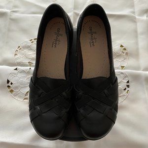 Clarks Black Leather Slip-On Loafer-style Shoes
